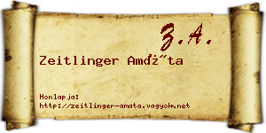 Zeitlinger Amáta névjegykártya